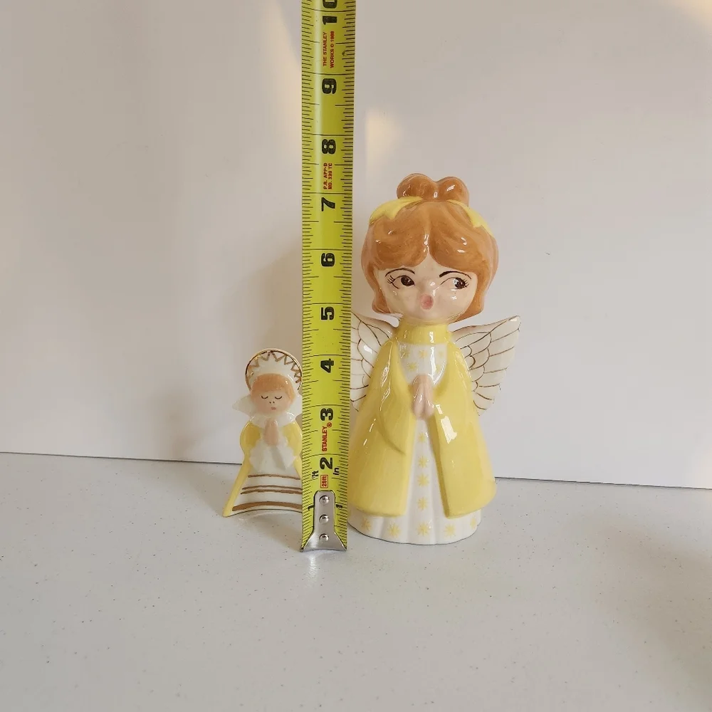 Vintage 60s MCM Kitschy Ceramic Two Christmas Caroler Girl Angel Figurines 1960s - Picture 7 of 7